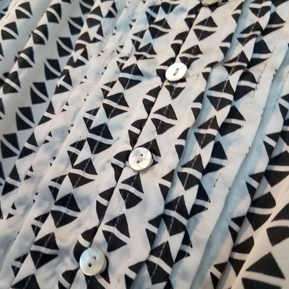 Daniel Rainn Split Neck Black & White Print Dress - image 2